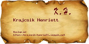 Krajcsik Henriett névjegykártya